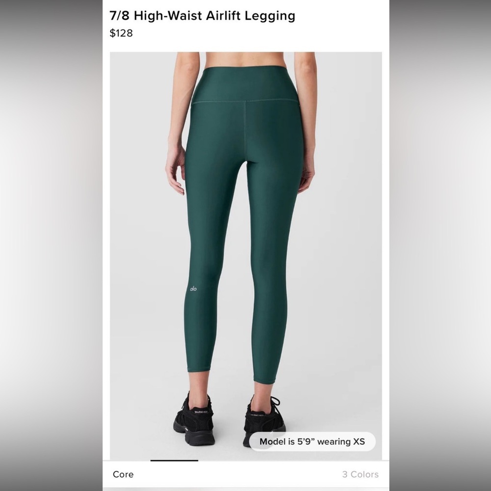Alo Yoga 7/8 High-Waist Airlift Legging in Midnight Green
